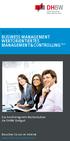 Master in Business Management Wertorientiertes Management & Controlling (M.A.)