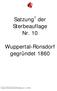 Satzung 1 der Sterbeauflage Nr. 10. Wuppertal-Ronsdorf gegründet 1860