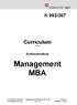 K 992/367. Curriculum für das. Aufbaustudium. Management MBA