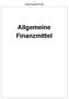 Entwurf Haushalt 2015/2016. Allgemeine Finanzmittel