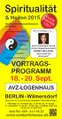 Spiritualität VORTRAGS- PROGRAMM. 18. - 20. Sept. AVZ-LOGENHAUS. BERLIN - Wilmersdorf