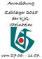 Anmeldung Zeltlager 2015 der KJG- Steinheim