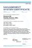 MANAGEMENT SYSTEM CERTIFICATE