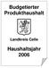 Budgetierter Produkthaushalt. Landkreis Celle