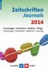 Zeitschriften Journals 2014. Psychologie Psychiatrie Medizin Pflege Psychology Psychiatry Medicine Nursing