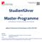 Studienführer. Master-Programme am Fachbereich Sozialökonomie der WiSo-Fakultät