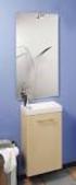 Gäste-WC-Lösungen. Front SHINY Front FLIPP. Montierte Becken-/ Schranklösungen mit passendem Spiegelschrank mit Facettenschliff.