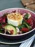 Vorspeise Starter. Salat von roten Linsen mit gebackener Blutwurst lentil salad with backed black pudding 7,50