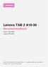 Lenovo TAB 2 A Benutzerhandbuch. Lenovo TB2-X30F Lenovo TB2-X30L