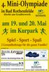 4. Mini-Olympiade. am 19. und 20. Mai im Kurpark. Spiel - Sport - Spaß. in Bad Rothenfelde. 2 Gesundheitstage für die ganze Familie!