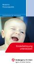 Moderne Personalpolitik. Informationen für Arbeitgeber. lachendes Baby. Kinderbetreuung unterstützen. Einklinker DIN lang. Logo