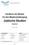Hochschule für Jüdische Studien. Handbuch der Module. für den Masterstudiengang. Jüdische Studien. Hauptfach. Stand: