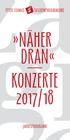 »Näher Dran« Konzerte 2017/18. Jahresprogramm