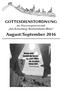 GOTTESDIENSTORDNUNG der Pfarreiengemeinschaf Am Kreuzberg, Bischofsheim/Rhön. August/September 2016 ~~~~~~~~~~~~~~~~~~~~~~~~~~~~~~~~~~~