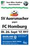 FC Homburg. SV Auersmacher. Di. 26. Sept 17, gegen. Auersmacher. Saar-Blies-Stadion. Generalagentur MARC SIMON. Uhr