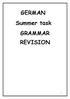 GERMAN Summer task GRAMMAR REVISION