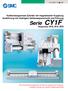 Serie CY1F. Kolbenstangenlose Zylinder mit magnetischer Kupplung Ausführung mit niedrigem Gehäusequerschnitt und Führung