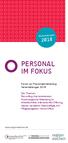 PERSONAL IM FOKUS. Forum zur Personalentwicklung Veranstaltungen 2018