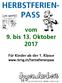 HERBSTFERIEN- PASS. vom 9. bis 13. Oktober Für Kinder ab der 1. Klasse