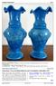 Opak-blaue Vasen mit Blumenbuketts und Löwenköpfen, Meisenthal 1927