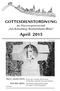 GOTTESDIENSTORDNUNG der Pfarreiengemeinschaf Am Kreuzberg, Bischofsheim/Rhön. April 2015 ~~~~~~~~~~~~~~~~~~~~~~~~~~~~~~~~~~~
