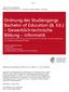 Ordnung des Studiengangs Bachelor of Education (B. Ed.) Gewerblich-technische Bildung Informatik