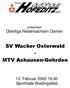 präsentiert Oberliga Niedersachsen Damen SV Wacker Osterwald - MTV Ashausen-Gehrden 12. Februar :30 Sporthalle Bredingsfeld