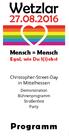 Mensch = Mensch. Egal, wie Du l(i)ebst. Christopher-Street-Day in Mittelhessen. Demonstration Bühnenprogramm Straßenfest Party.