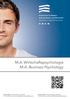 M.A. Wirtschaftspsychologie M.A. Business Psychology