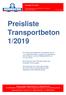Preisliste Transportbeton 1/2019