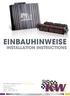 EINBAUHINWEISE INSTALLATION INSTRUCTIONS
