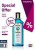 Special Offer 21, 50. Save 20% June ,90. BOMBAY SAPPHIRE London Dry Gin, 1 L. or Award. Miles